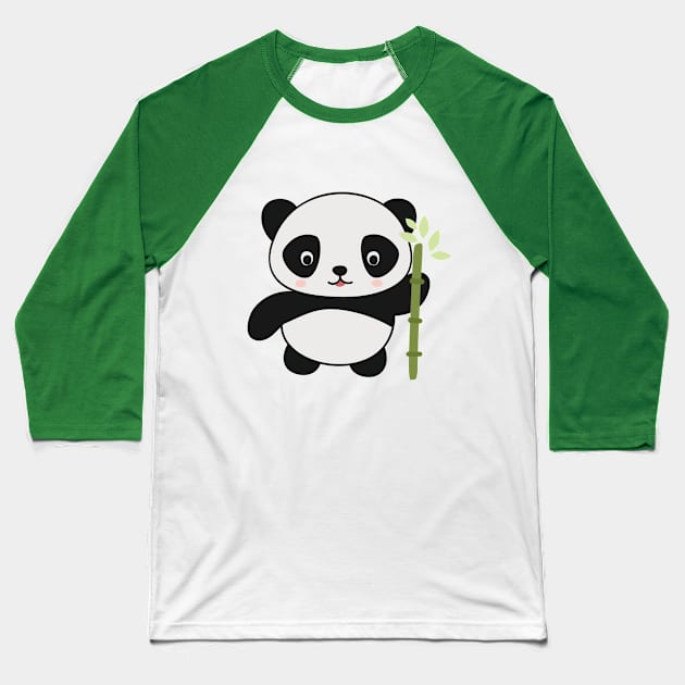 Cute Happy Panda Bear Graphic Illustration Baseball T-Shirt by New East 